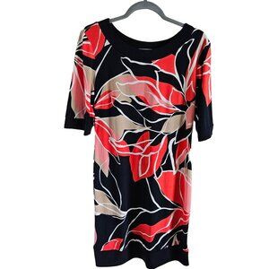 Liz Claiborne Woman Size 12 Bright Floral Jersey Knit Dress Casual Travel Shift